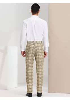 New 😉 Lars Amadeus Men's Plaid Business Pants Classic Fit Flat Front Formal Trousers ❤️ -Cheap Lars Amadeus Shop Belk 2637