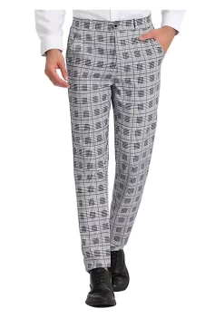New 😉 Lars Amadeus Men's Plaid Business Pants Classic Fit Flat Front Formal Trousers ❤️ -Cheap Lars Amadeus Shop Belk 2641