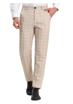 New 😉 Lars Amadeus Men's Plaid Business Pants Classic Fit Flat Front Formal Trousers ❤️ -Cheap Lars Amadeus Shop Belk 2642