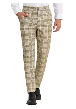 New 😉 Lars Amadeus Men's Plaid Business Pants Classic Fit Flat Front Formal Trousers ❤️ -Cheap Lars Amadeus Shop Belk 2643