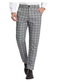 New 😉 Lars Amadeus Men's Plaid Business Pants Classic Fit Flat Front Formal Trousers ❤️ -Cheap Lars Amadeus Shop Belk 2644