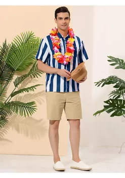 Budget 🧨 Lars Amadeus Men's ☀️ Summer Irregular Printed Camp Collar Short Sleeves Button Down Hawaiian 👚 Shirt 🔔 -Cheap Lars Amadeus Shop Belk 2647