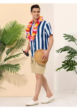 Budget 🧨 Lars Amadeus Men's ☀️ Summer Irregular Printed Camp Collar Short Sleeves Button Down Hawaiian 👚 Shirt 🔔 -Cheap Lars Amadeus Shop Belk 2648