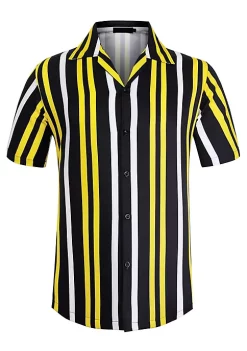 Budget 🧨 Lars Amadeus Men's ☀️ Summer Irregular Printed Camp Collar Short Sleeves Button Down Hawaiian 👚 Shirt 🔔 -Cheap Lars Amadeus Shop Belk 2664