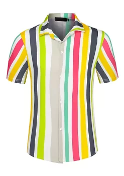 Budget 🧨 Lars Amadeus Men's ☀️ Summer Irregular Printed Camp Collar Short Sleeves Button Down Hawaiian 👚 Shirt 🔔 -Cheap Lars Amadeus Shop Belk 2667