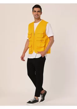 Best Sale ⌛ Lars Amadeus Men's Cargo Vest Lightweight Outdoor Safari Travel Fishing Vests with Multi-pockets ✔️ -Cheap Lars Amadeus Shop Belk 2671