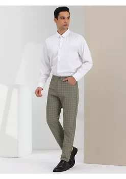 Best deal ⌛ Lars Amadeus Men's Plaid 👗 Dress Pants Stretch Slim Fit Flat Front Checked Trousers 😍 -Cheap Lars Amadeus Shop Belk 2709