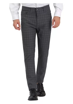 Best deal ⌛ Lars Amadeus Men's Plaid 👗 Dress Pants Stretch Slim Fit Flat Front Checked Trousers 😍 -Cheap Lars Amadeus Shop Belk 2711