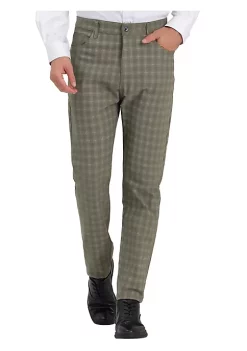Best deal ⌛ Lars Amadeus Men's Plaid 👗 Dress Pants Stretch Slim Fit Flat Front Checked Trousers 😍 -Cheap Lars Amadeus Shop Belk 2712