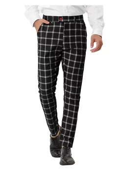 Cheapest 😍 Lars Amadeus Men's Plaid 👗 Dress Pants Casual Slim Fit Flat Front Business Checked Trousers 🤩 -Cheap Lars Amadeus Shop Belk 2728