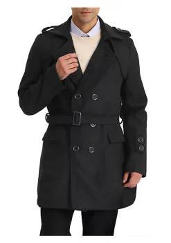 Cheapest 🥰 Lars Amadeus Men's Double Breasted Pea 🧥 Coat Winter Mid-Long Trench 🧥 Coat with Belt 👍 -Cheap Lars Amadeus Shop Belk 273
