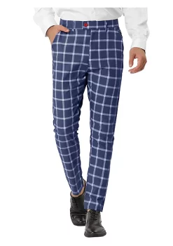 Cheapest 😍 Lars Amadeus Men's Plaid 👗 Dress Pants Casual Slim Fit Flat Front Business Checked Trousers 🤩 -Cheap Lars Amadeus Shop Belk 2731