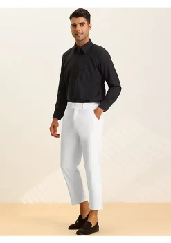 Coupon 🔥 Lars Amadeus Men's Cropped 👗 Dress Pants Flat Front Solid Ankle-Length Trousers ⌛ -Cheap Lars Amadeus Shop Belk 2736