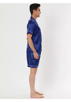 Top 10 🤩 Lars Amadeus Men's Nightwear Short Sleeve Top and Pants ☀️ Summer Sleepwear Satin Solid Pajama Sets 🎉 -Cheap Lars Amadeus Shop Belk 275