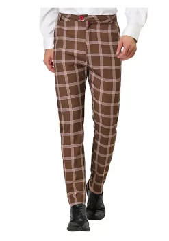 Top 10 ❤️ Lars Amadeus Men's 👗 Dress Plaid Pants Regular Fit Business Pencil Checked Trousers 🎁 -Cheap Lars Amadeus Shop Belk 2751
