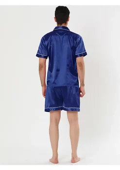 Top 10 🤩 Lars Amadeus Men's Nightwear Short Sleeve Top and Pants ☀️ Summer Sleepwear Satin Solid Pajama Sets 🎉 -Cheap Lars Amadeus Shop Belk 276