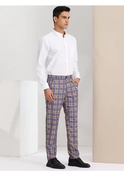 Discount 👏 Lars Amadeus Men's Plaid 👗 Dress Pants Regular Fit Formal Business Checked Trousers 👍 -Cheap Lars Amadeus Shop Belk 2761