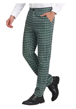 Discount 👏 Lars Amadeus Men's Plaid 👗 Dress Pants Regular Fit Formal Business Checked Trousers 👍 -Cheap Lars Amadeus Shop Belk 2766