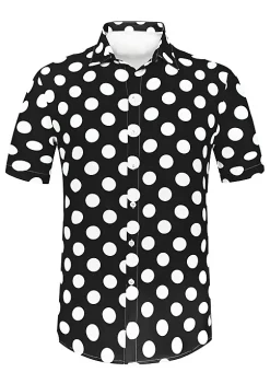 Cheap 🔔 Lars Amadeus Men's ☀️ Summer Polka Dots 👕 Shirt Button Down Short Sleeves Pattern Hawaiian 👕 Shirts 👏 -Cheap Lars Amadeus Shop Belk 2779