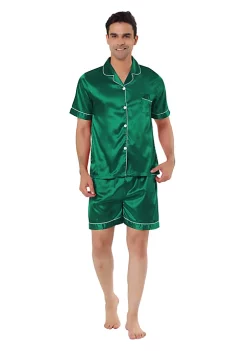 Top 10 🤩 Lars Amadeus Men's Nightwear Short Sleeve Top and Pants ☀️ Summer Sleepwear Satin Solid Pajama Sets 🎉 -Cheap Lars Amadeus Shop Belk 278