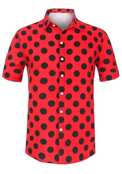 Cheap 🔔 Lars Amadeus Men's ☀️ Summer Polka Dots 👕 Shirt Button Down Short Sleeves Pattern Hawaiian 👕 Shirts 👏 -Cheap Lars Amadeus Shop Belk 2780