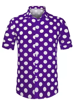 Cheap 🔔 Lars Amadeus Men's ☀️ Summer Polka Dots 👕 Shirt Button Down Short Sleeves Pattern Hawaiian 👕 Shirts 👏 -Cheap Lars Amadeus Shop Belk 2785