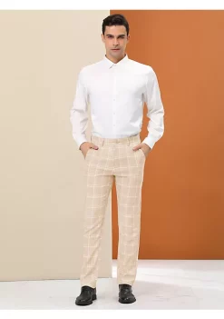 Promo ✨ Lars Amadeus Men's Plaid 👗 Dress Pants Regular Fit Flat Front Prom Checked Trousers ✨ -Cheap Lars Amadeus Shop Belk 2797