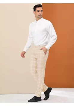 Promo ✨ Lars Amadeus Men's Plaid 👗 Dress Pants Regular Fit Flat Front Prom Checked Trousers ✨ -Cheap Lars Amadeus Shop Belk 2798