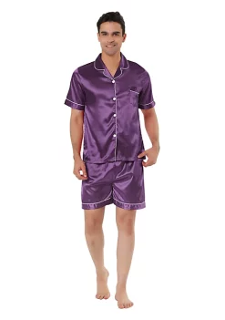 Top 10 🤩 Lars Amadeus Men's Nightwear Short Sleeve Top and Pants ☀️ Summer Sleepwear Satin Solid Pajama Sets 🎉 -Cheap Lars Amadeus Shop Belk 280