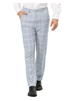 Promo ✨ Lars Amadeus Men's Plaid 👗 Dress Pants Regular Fit Flat Front Prom Checked Trousers ✨ -Cheap Lars Amadeus Shop Belk 2800