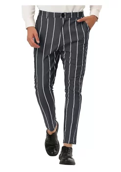 Discount 😉 Lars Amadeus Men's 👗 Dress Stripe Pants Slim Fit Flat Front Business Suit Trousers Pencil Pants 😍 -Cheap Lars Amadeus Shop Belk 2809