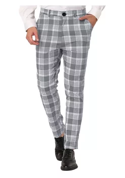 Buy 🥰 Lars Amadeus Men's Plaid 👗 Dress Pants Casual Slim Fit Checkered Business Trousers 🧨
