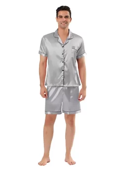 Top 10 🤩 Lars Amadeus Men's Nightwear Short Sleeve Top and Pants ☀️ Summer Sleepwear Satin Solid Pajama Sets 🎉 -Cheap Lars Amadeus Shop Belk 282