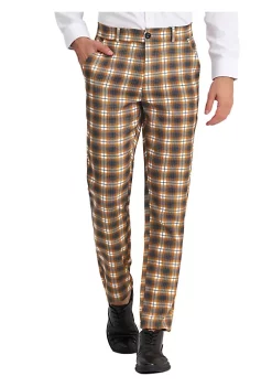 Buy 😀 Lars Amadeus Men's 👗 Dress Plaid Pants Casual Regular Fit Flat Front Stretch Checked Trousers ✨ -Cheap Lars Amadeus Shop Belk 2859