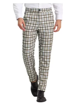 Buy 😀 Lars Amadeus Men's 👗 Dress Plaid Pants Casual Regular Fit Flat Front Stretch Checked Trousers ✨ -Cheap Lars Amadeus Shop Belk 2861