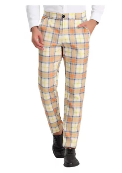 Buy 😀 Lars Amadeus Men's 👗 Dress Plaid Pants Casual Regular Fit Flat Front Stretch Checked Trousers ✨ -Cheap Lars Amadeus Shop Belk 2863