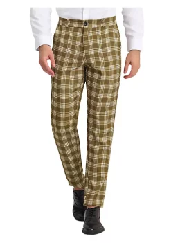 Buy 😀 Lars Amadeus Men's 👗 Dress Plaid Pants Casual Regular Fit Flat Front Stretch Checked Trousers ✨ -Cheap Lars Amadeus Shop Belk 2864