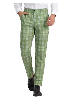 Buy 😀 Lars Amadeus Men's 👗 Dress Plaid Pants Casual Regular Fit Flat Front Stretch Checked Trousers ✨ -Cheap Lars Amadeus Shop Belk 2865