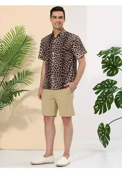 Budget 🤩 Lars Amadeus Men's Leopard Print 👕 Shirt Short Sleeves Button Up Casual ☀️ Summer Animal Printed 👕 Shirts ✔️ -Cheap Lars Amadeus Shop Belk 2882