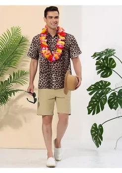 Budget 🤩 Lars Amadeus Men's Leopard Print 👕 Shirt Short Sleeves Button Up Casual ☀️ Summer Animal Printed 👕 Shirts ✔️ -Cheap Lars Amadeus Shop Belk 2883