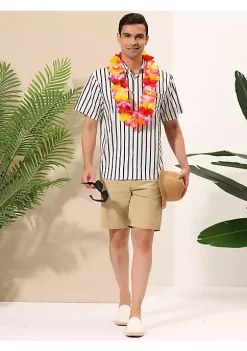 Deals 🌟 Lars Amadeus Men's ☀️ Summer Striped 👕 Shirts Short Sleeves Button Down Beach Color Block 👕 Shirt 😀 -Cheap Lars Amadeus Shop Belk 2890