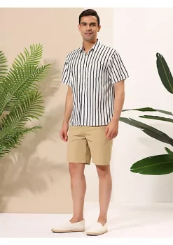 Deals 🌟 Lars Amadeus Men's ☀️ Summer Striped 👕 Shirts Short Sleeves Button Down Beach Color Block 👕 Shirt 😀 -Cheap Lars Amadeus Shop Belk 2891