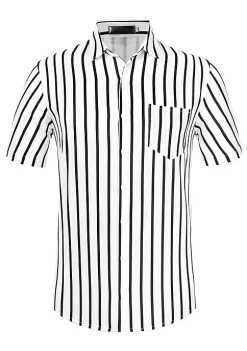 Deals 🌟 Lars Amadeus Men's ☀️ Summer Striped 👕 Shirts Short Sleeves Button Down Beach Color Block 👕 Shirt 😀 -Cheap Lars Amadeus Shop Belk 2895