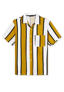 Deals 🌟 Lars Amadeus Men's ☀️ Summer Striped 👕 Shirts Short Sleeves Button Down Beach Color Block 👕 Shirt 😀 -Cheap Lars Amadeus Shop Belk 2897