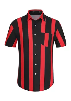 Deals 🌟 Lars Amadeus Men's ☀️ Summer Striped 👕 Shirts Short Sleeves Button Down Beach Color Block 👕 Shirt 😀 -Cheap Lars Amadeus Shop Belk 2898