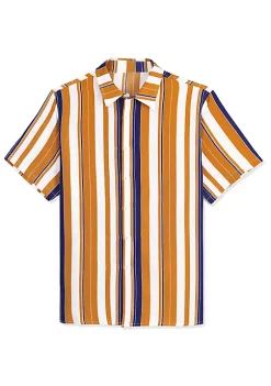 Deals 🌟 Lars Amadeus Men's ☀️ Summer Striped 👕 Shirts Short Sleeves Button Down Beach Color Block 👕 Shirt 😀 -Cheap Lars Amadeus Shop Belk 2904