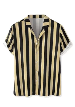 Deals 🌟 Lars Amadeus Men's ☀️ Summer Striped 👕 Shirts Short Sleeves Button Down Beach Color Block 👕 Shirt 😀 -Cheap Lars Amadeus Shop Belk 2906