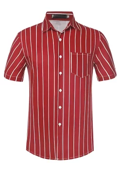 Deals 🌟 Lars Amadeus Men's ☀️ Summer Striped 👕 Shirts Short Sleeves Button Down Beach Color Block 👕 Shirt 😀 -Cheap Lars Amadeus Shop Belk 2914