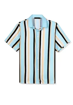 Deals 🌟 Lars Amadeus Men's ☀️ Summer Striped 👕 Shirts Short Sleeves Button Down Beach Color Block 👕 Shirt 😀 -Cheap Lars Amadeus Shop Belk 2917