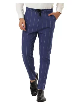 Budget 🤩 Lars Amadeus Men's Business Striped Pants Drawstring Waist Slim Fit 👗 Dress Trousers 🧨 -Cheap Lars Amadeus Shop Belk 2923